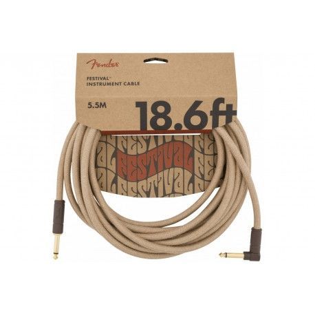 FENDER 18.6' ANGLED FESTIVAL INSTRUMENT CABLE PURE HEMP NATURAL Кабель інструментальний FE-0153 фото