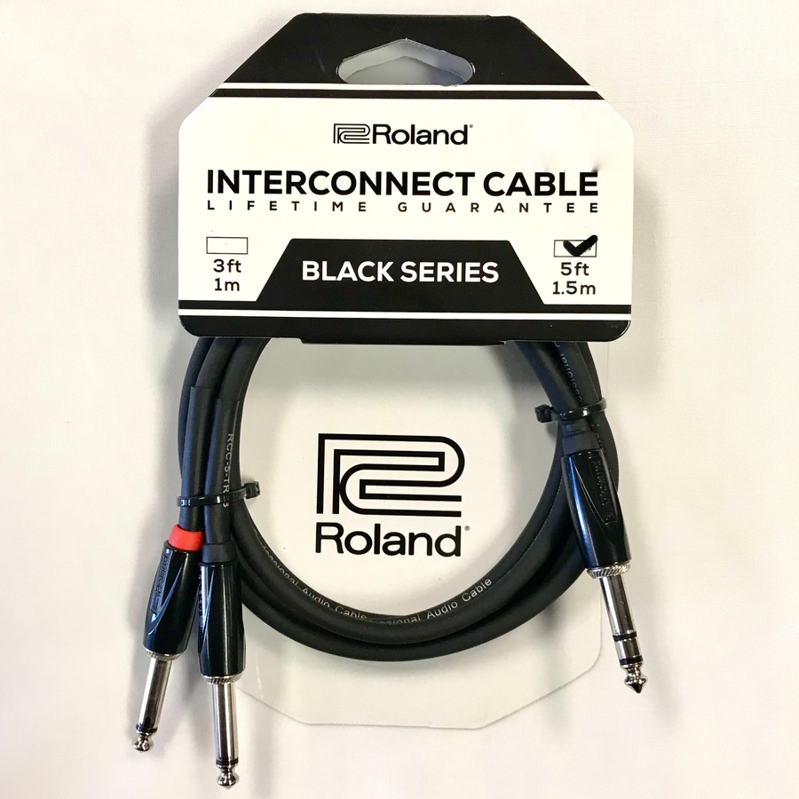 Комутаційний кабель — роз'єми стерео "Джек" 6,3 мм до 2х моно "Джек"  6,3 мм Roland RCC-5-TR28 (1,5 метри) фото 5