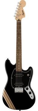 SQUIER by FENDER BULLET MUSTANG FSR HH BLACK w/COMPETITION STRIPES Електрогітара фото 1