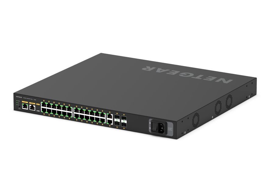 Комутатор NETGEAR M4250-26G4XF-PoE+ (GSM4230PX), 24x1GE PoE+ (480Вт), 2x1GE, 4xSFP+, AV Line керований L2 GSM4230PX-100EUS фото