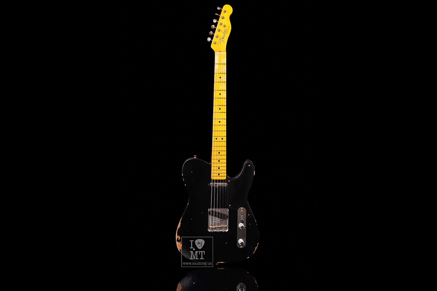 FENDER CUSTOM SHOP ROASTED PINE DOUBLE ESQUIRE RELIC AGED BLACK Электрогитара фото 2