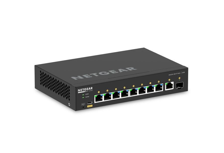 Комутатор NETGEAR M4250-9G1F-PoE+ (GSM4210PD), 8x1GE PoE+(110Вт), 1x1GE, 1xSFP, AV Line керований L2 GSM4210PD-100EUS фото