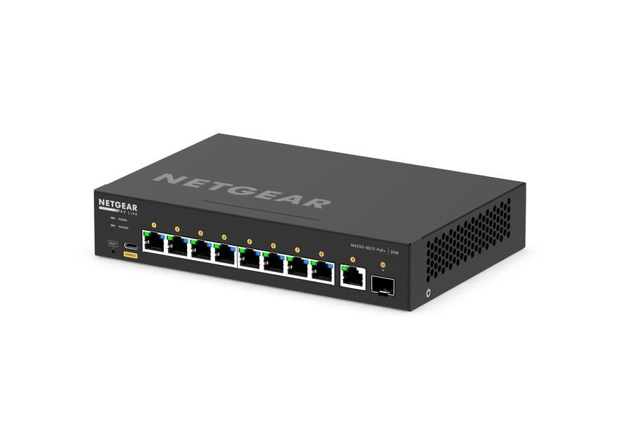 Комутатор NETGEAR M4250-9G1F-PoE+ (GSM4210PD), 8x1GE PoE+(110Вт), 1x1GE, 1xSFP, AV Line керований L2 GSM4210PD-100EUS фото