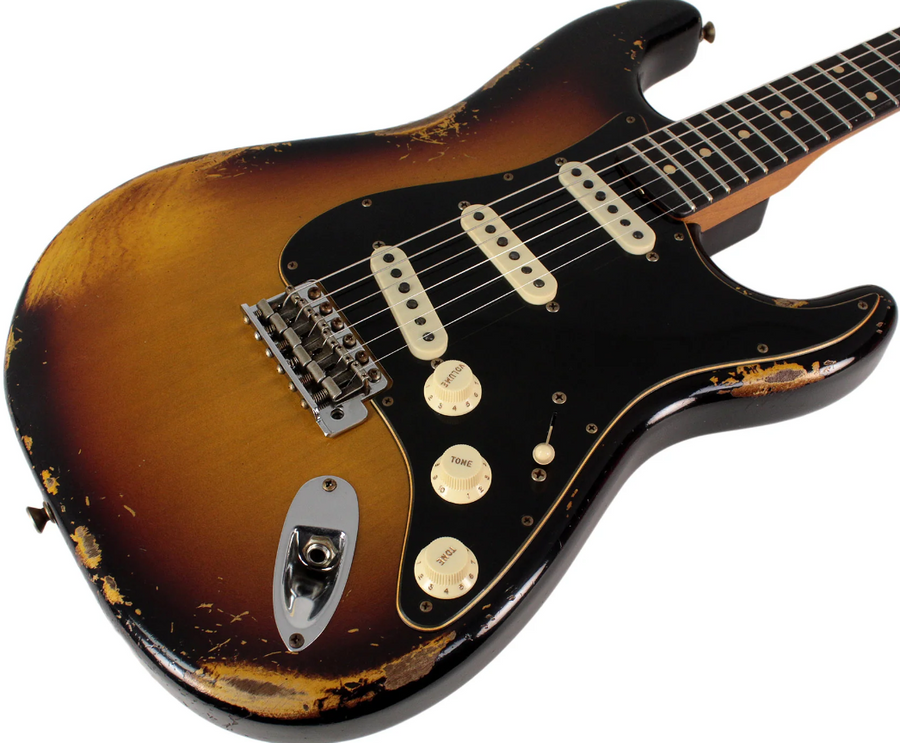 FENDER CUSTOM SHOP LIMITED EDITION DUAL-MAG II STRAT HEAVY RELIC SUPER FADED AGED 3-COLOR SUNBURST Електрогітара фото 2