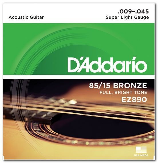 Струни для гітари D'Addario EZ890 85/15 BRONZE SUPER LIGHT (09-45) DA-0009 фото