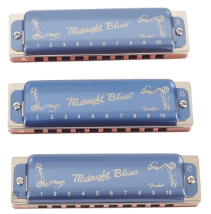 FENDER HARMONICA MIDNIGHT BLUES 3-PACK WITH CASE Губна гармоніка фото 1