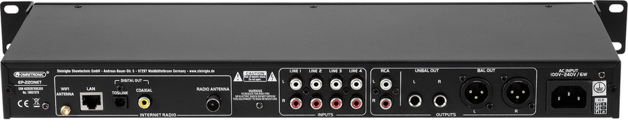 Передпідсилювач Omnitronic EP-220NET DAB+ і Bluetooth фото 5