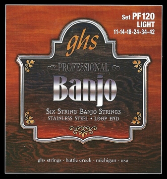 GHS PF120 струни для 6-стр. банджо, L11 L14 L18 LW24 LW34 LW42 фото 1