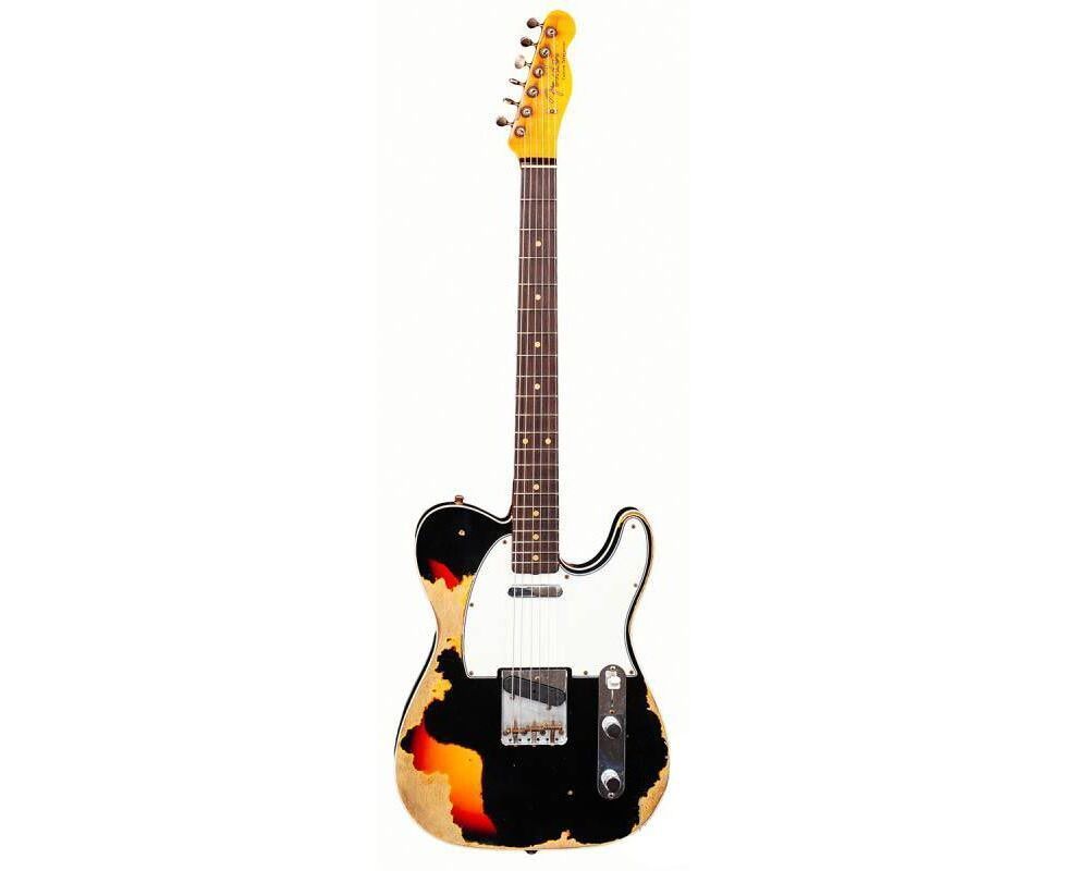 FENDER CUSTOM SHOP 1959 TELECASTER CUSTOM SUPER HEAVY RELIC AGED BLACK OVER 3TSB Електрогітара FE-0291 фото